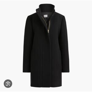 NEW w TAGS J Crew City Coat Black size 2 Gold Zipper Detail 45% Wool